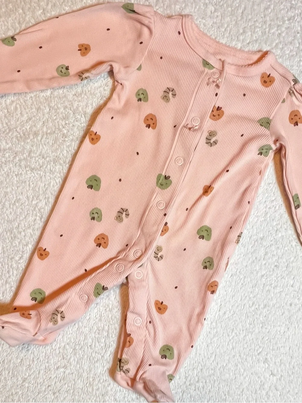 Baby Two-Piece Set - Green Floral Romper & Pink Footed Sleeper